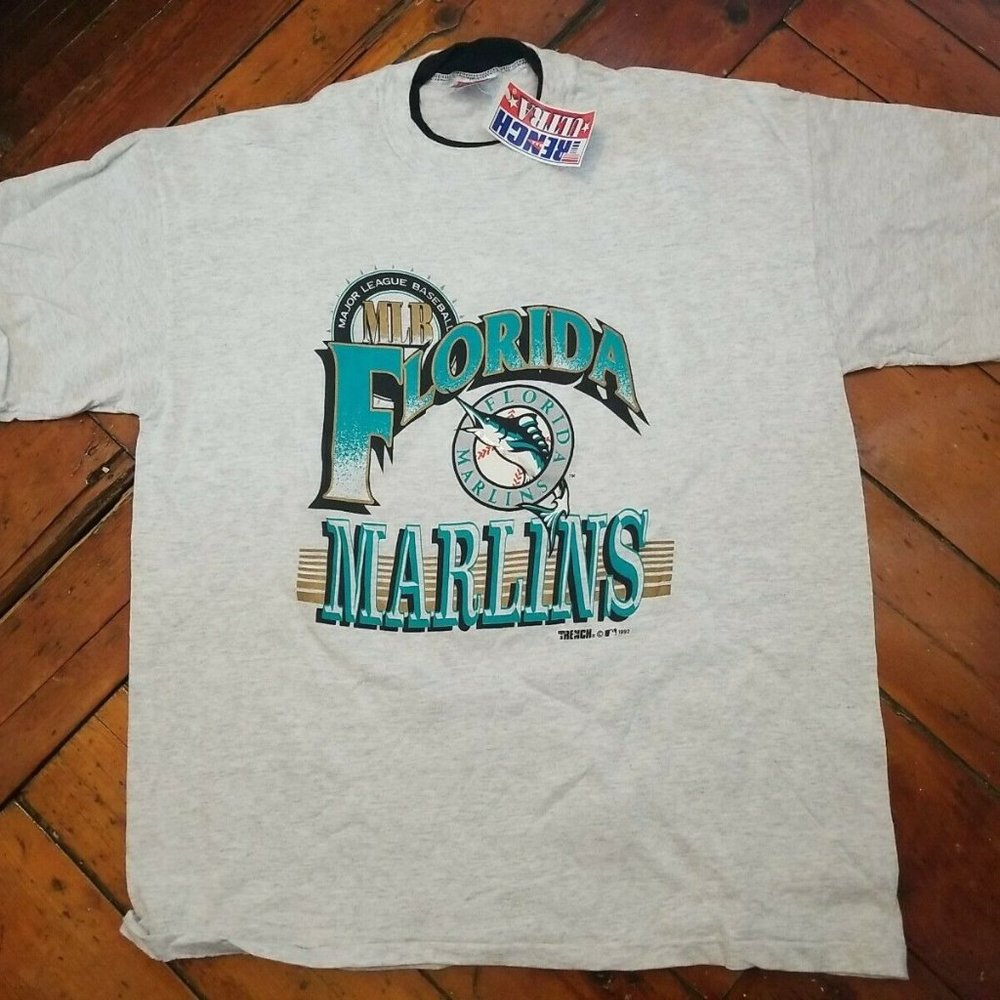 NWT Vintage 1992 Trench Ultra Florida Marlins Men's T-Shirt Sz XL Faux Undershir